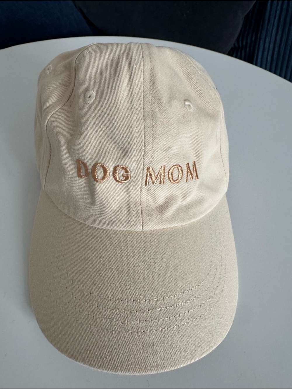 Dog Mom Embroidered Baseball Cap - Cream